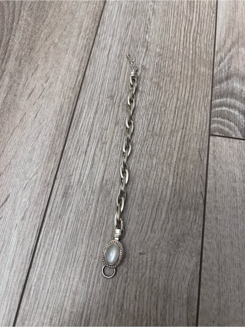 Michael Dawkins Sterling Silver Link Bracelet with Oval Stone